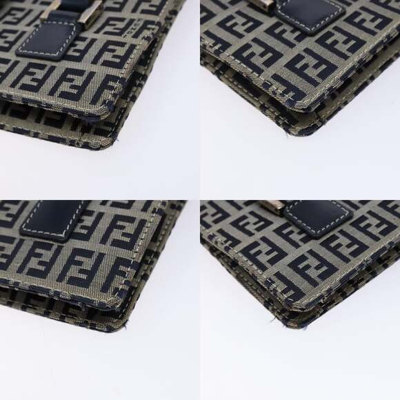 FENDI Zucchino Canvas Mamma Baguette Hand Bag Navy Silver - Picture 10 of 14